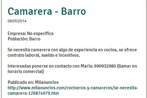 camarera barro