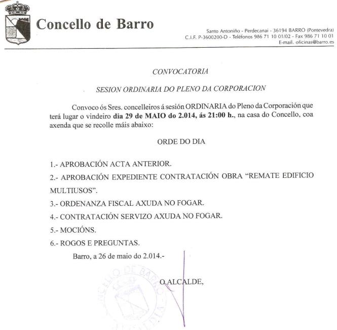 Convocatoria Pleno