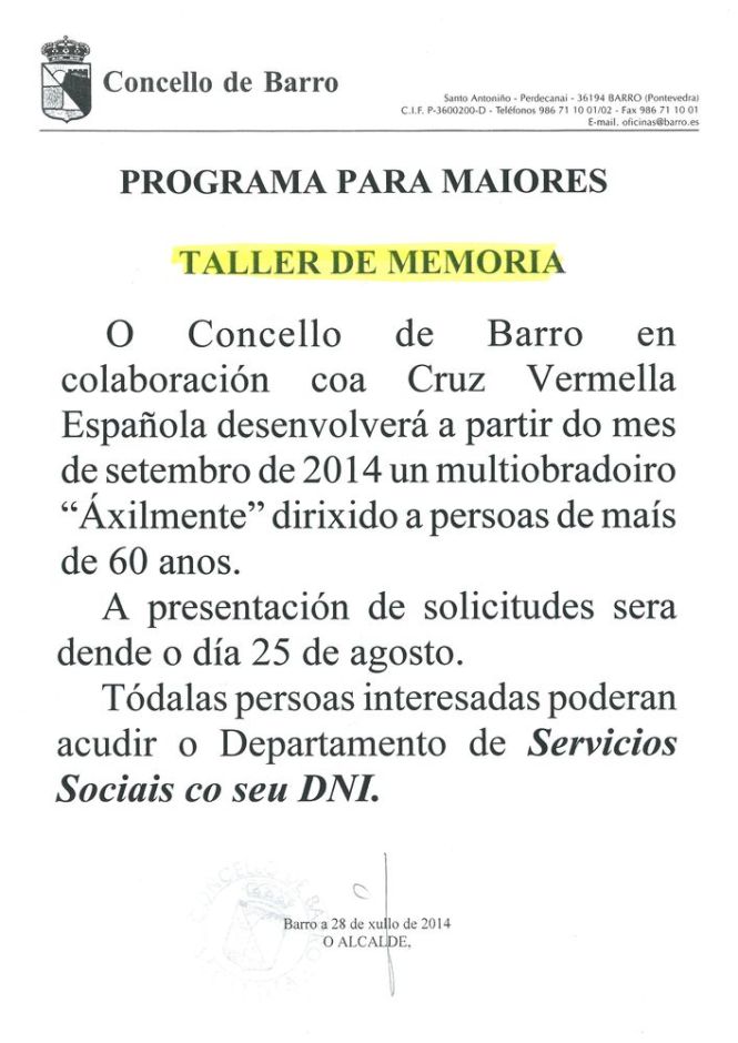 TALLER DE MEMORIA