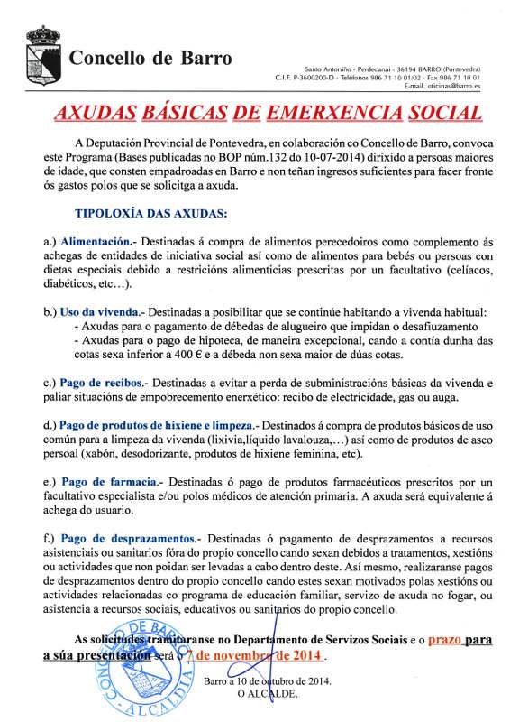 axudas basicas deemerxencia social