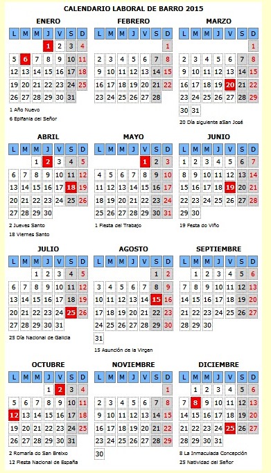 calendario laboral barro