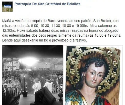 horarios misas san breixo