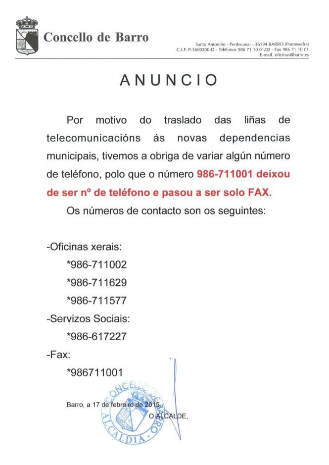Actualizacion telef CONC BARRO