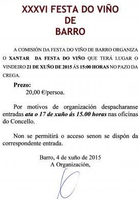 xantar festa viño barro