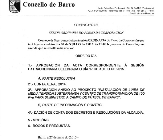 pleno concello de barro