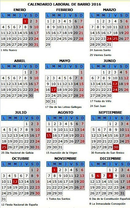 calendario laboral barro